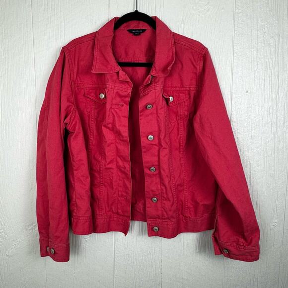 Land's End Pink Denim Jacket Size XL 100% Cotton Western Rodeo Country Festival - Picture 2 of 8